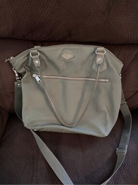 MZ Wallace Chelsea Tote Shoulder Crossbody Bag Nylon/Leather Strap Stainless